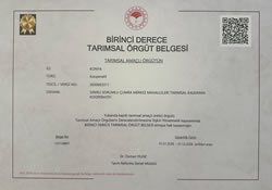1 derece tarımsal örgüt belgesi